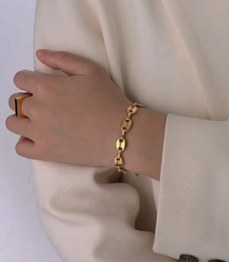 Coffee Bean Link Bracelet