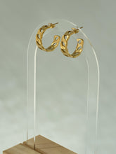 Load image into Gallery viewer, Cuban Etched Hoop Earrings
