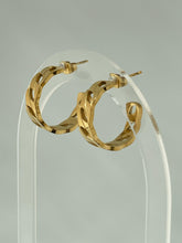 Load image into Gallery viewer, Cuban Etched Hoop Earrings
